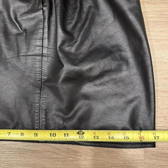 Black Leather Mini Skirt 3/4 100% Lined Snap Zip Genuine Leather Biker Goth - Picture 15 of 15